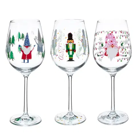 Poháre KONDELA Tipsy Trio pohár na víno (3 ks) 450 ml priehľadná / kombinácia farieb