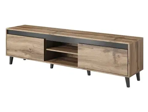 TV stolíky CAMA MEBLE Nord 2 tv stolík dub wotan / antracit / čierna