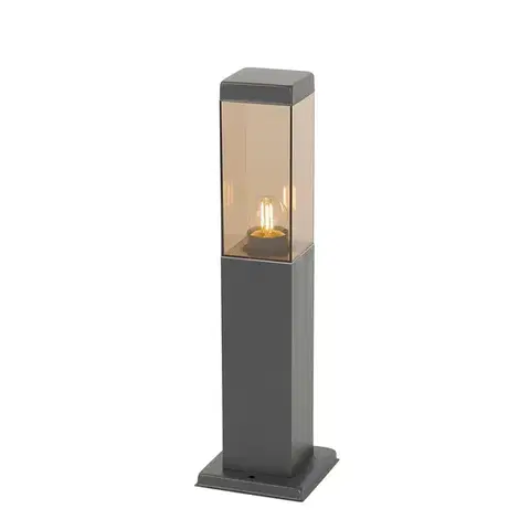 Zahradne stlpove lampy Inteligentné vonkajšie stĺpikové svietidlo tmavosivé s dymovým sklom 45 cm vrátane WiFi P45 - Malios