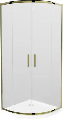 Vane MEXEN/S - Rio sprchovací kút štvrťkruh 90x90, dekor, zlatá + biela vanička so sifónom 863-090-090-50-30-4110G