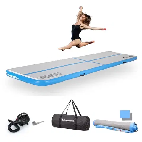 Žinenky Airtrack inSPORTline Airstunt 400x100x10 cm bielo-modrý s elektrickou pumpou