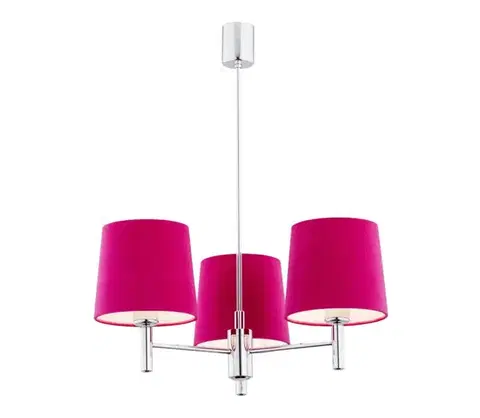Svietidlá Argon 1382 - Luster na tyči BOLZANO 3xE27/15W/230V ružová/lesklý chróm 1382