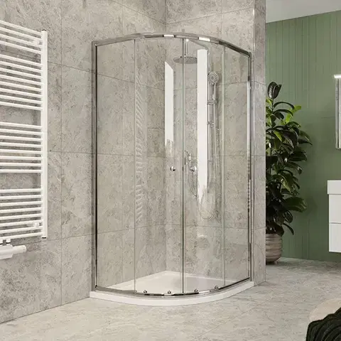 Sprchovacie kúty Mereo Sprchovací kút, Kora Lite, štvrťkruh, R 550, zasúvací, 80x80 cm, chróm ALU, sklo Číre CK35133Z