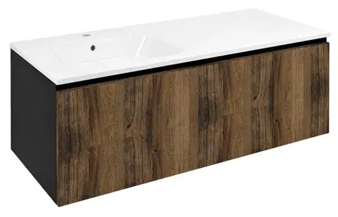 Kúpeľňový nábytok SAPHO - LOREA skrinka 120x46x51,5cm (90+30cm), ľavá, dub collingwood/čierna matná LE090-1935-L-03
