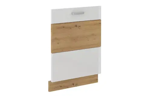 Kuchynské skrinky AXEL dvierka na umývačku 713x596, biely lesk/dub artisan