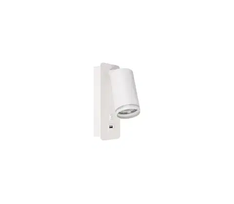 Svietidlá  Nástenné bodové svietidlo s USB nabíjačkou 1xGU10/35W/230V biela BEDROOM LIGHT WHITE USB