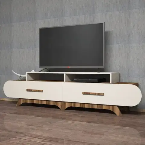 TV stolíky TV stolík Flora - Walnut, Cream