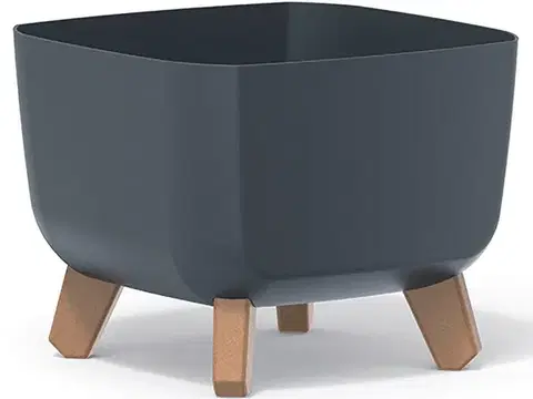Kvetináče a truhlíky NABBI DGQL240 plastový kvetináč na nožičkách 24 cm antracit