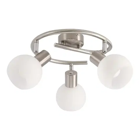 Stropná svetla NOVO lampa sufitowa spirala satyna nikiel 3x40W E14 klosz biały