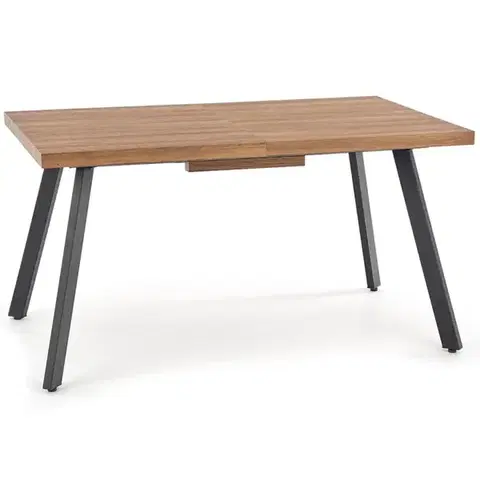 Jedálenské stoly Stôl Berlin 90x160 mdf/oceľ – medový orech/čierna