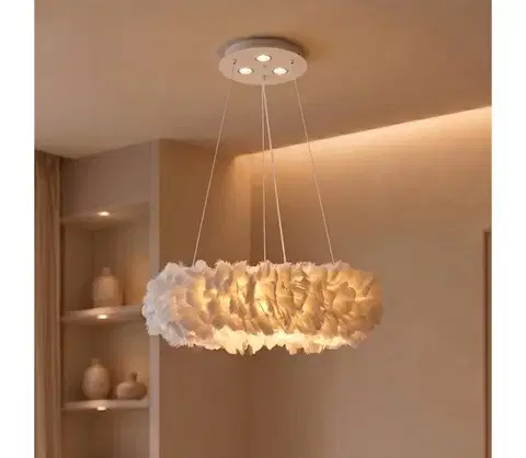 Svietidlá BRILAGI - LED luster na lanku FEATHER 3xE27/40W/230V + 3xLED/3W pr. 40 cm biela BRI938