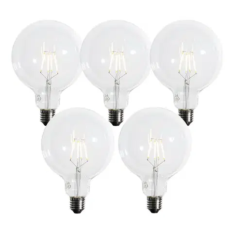 LED osvetlenie Sada 5 E27 3-stupňových stmievateľných LED žiaroviek so špirálovým vláknom G125 4W 450 lm 2700K