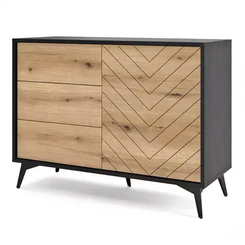 Komody do spálne Komoda Diamond KSZ104 dub evoke/čierna