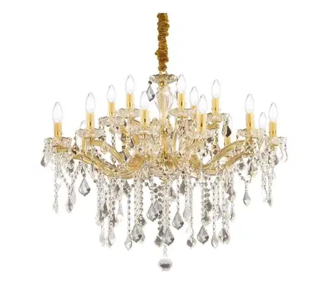 Svietidlá Ideal Lux - Krištáľový luster na reťazi FLORIAN 18xE14/40W/230V pr. 86 cm zlatá 075181