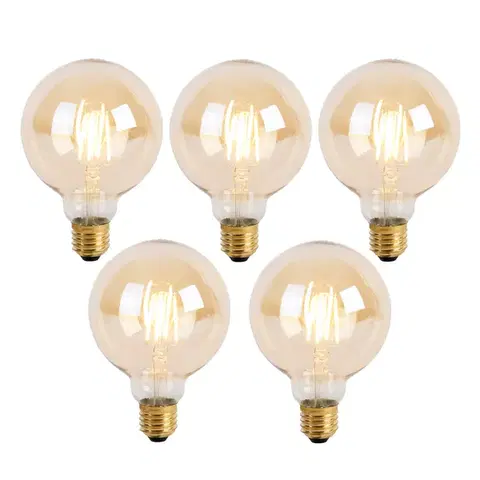 LED osvetlenie Sada 5 stmievateľných LED žiaroviek E27 s 3-stupňovým stmievaním G95 Goldline 5W 530lm 2200K