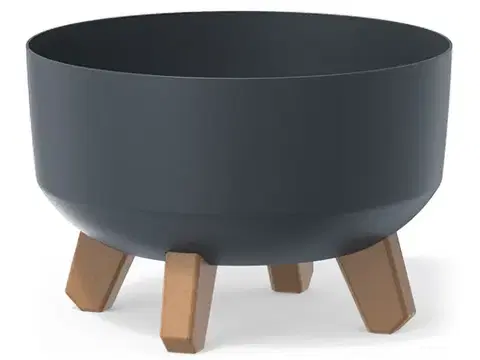 Kvetináče a truhlíky NABBI DGRL240L plastový kvetináč na nožičkách 23,5 cm antracit