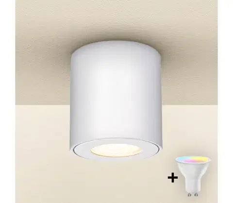Svietidlá BRILAGI - LED RGBW stmievateľné kúpeľňové svietidlo MIA 1xGU10/4,8W/230V 84x80 mm biele IP54 BG1037+AI2382
