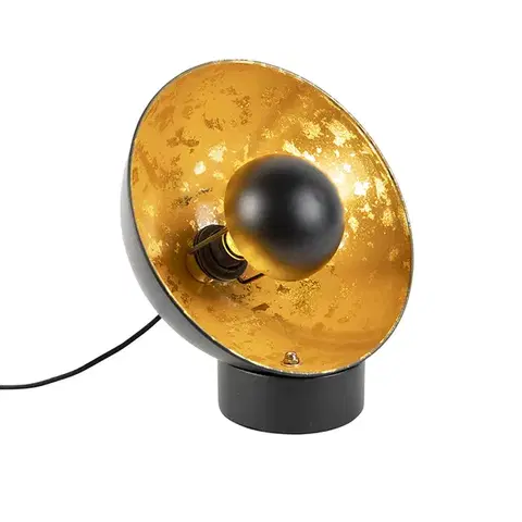 Stolné lampy Priemyselná stolná lampa čierna so zlatým vnútrom - Magna Eglip