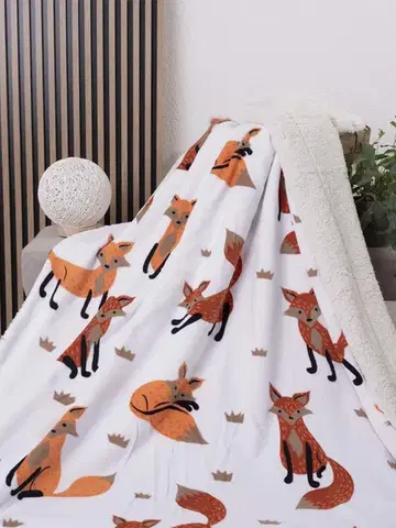 Deky MKLozkoviny.sk Baránková deka mikroplyš 220 × 200 cm – Líšky 02
