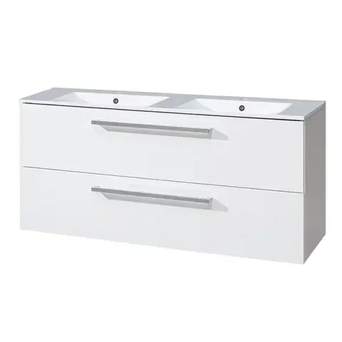 Kúpeľňový nábytok Mereo Bino, kúpeľňová skrinka s keramickým umývadlom 121 cm, biela CN663