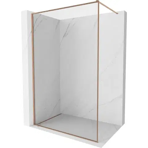 Sprchové dvere MEXEN/S - Kioto-F Sprchová zástena WALK-IN s rámom 50 x 202, transparent 8 mm, meď kartáčovaná 800-050-104-65-00