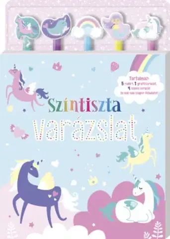Pre deti a mládež - ostatné Színtiszta varázslat - Tartalmaz: 5 radír, 1 grafitceruzát, 4 színes ceruzát és sok-sok szuper feladatot