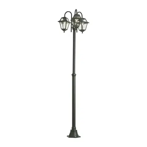 Vonkajšie svietidlá Klasická vonkajšia lampa tmavozelená 235 cm 3-svetlá IP44 - Berta