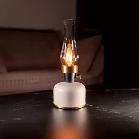 Lampy do obývačky Stolová lampa OLIA USB IP44 beige