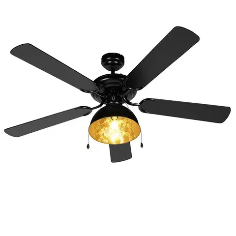 Stropné ventilátory Stropný ventilátor čierny s béžovou farbou 130 cm s ťahacím káblom - Mistral Magna