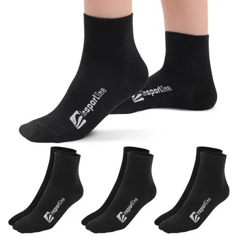 Pánske ponožky Bambusové stredné ponožky inSPORTline Silvatic Mid AG+ antibakteriálne - 3 páry čierna - 39-42