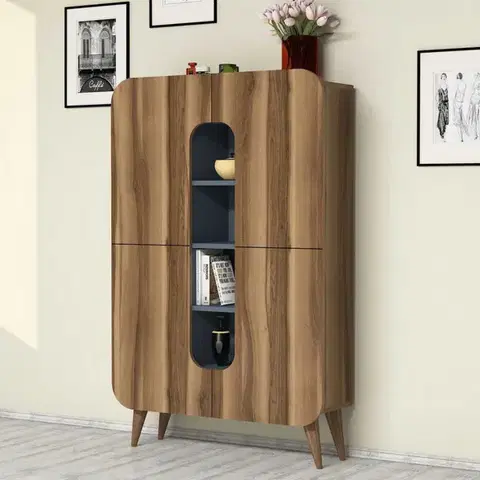 Komody Viacúčelová skrinka Mine - Walnut, Blue