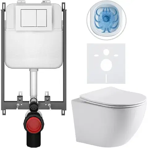 Záchody CERANO - Kompletný WC set Basic/Cesso - biela lesklá - WC tlačidlo Maxio/Biela - na zamurovanie - 49x36 CER-8050BD85941