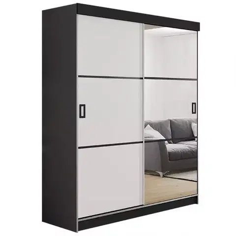 Spálňové šatníkové skrine Skriňa Retro 138 3L grafit/ Dvierka biely