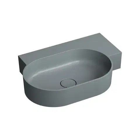 Umývadlá OMNIRES - OVO M+ umývadlo na dosku/závesné - pravé, 64 x 44 cm, ash grey mat; OVO645UWPAG