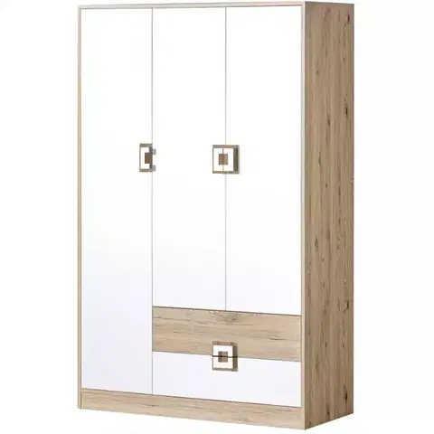 Šatníkové skrine Skriňa Nico 120 biela/svetly dub nr-3