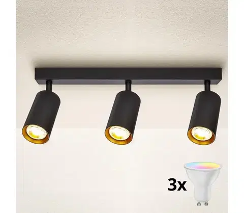 Svietidlá BRILAGI - LED stmievateľné bodové svietidlo SELE 3xGU10/4,8W/230V čierna/zlatá BG0631+3xAI2382