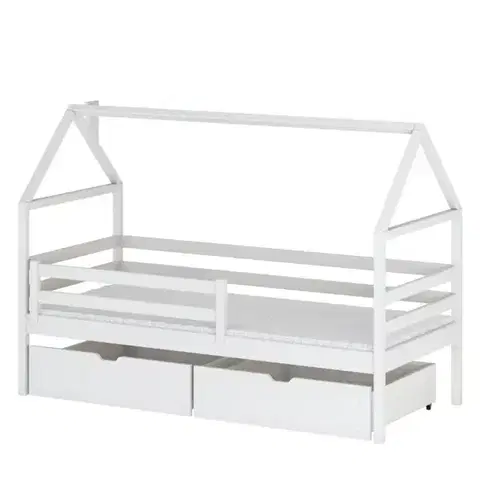 Detské postele Posteľ Domček Aron 90x200 biela