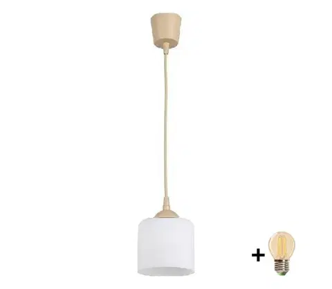 Svietidlá BRILAGI - LED luster na lanku RETRO GLASS 1xE27/60W/230V pr. 10 cm béžová/biela NSTK7006+TK8619A