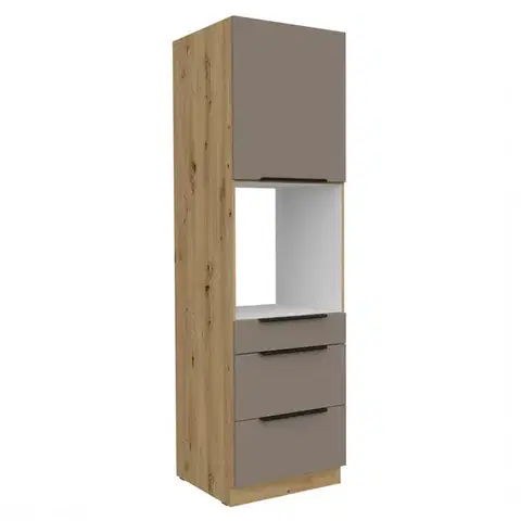 Kuchynské dolné skrinky KONDELA Frisbo 60 DPS-210 3S1F skrinka na vstavanú rúru sandgrau / dub artisan