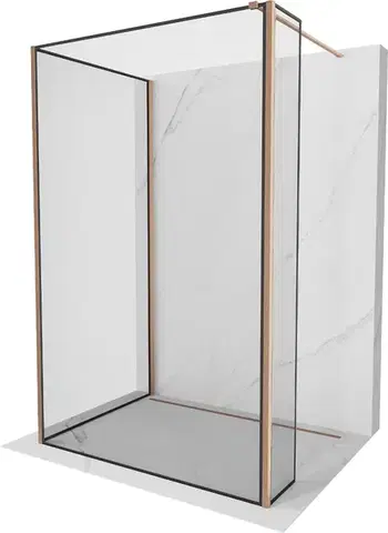 Sprchové dvere MEXEN/S - Kioto Sprchová zástena WALK-IN 120 x 100 x 40, čierny vzor, meď kartáčovaná 800-120-100-221-65-70-040