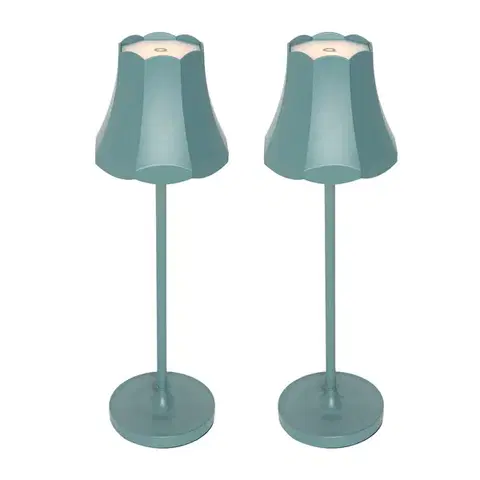 Lampy Sada 2 retro stolových lámp minerálna modrá nabíjateľná IP44 - Granny