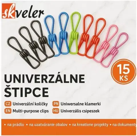 Štipce na bielizeň SKVELER Štipec univerzálny pevný SKVELER, balenie 15ks