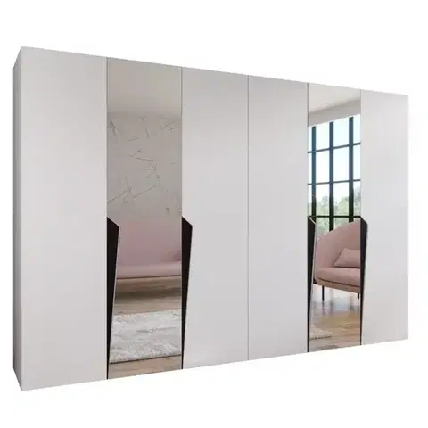Šatníkové skrine Skriňa Piano 2-300 (2x150) biela/čierna
