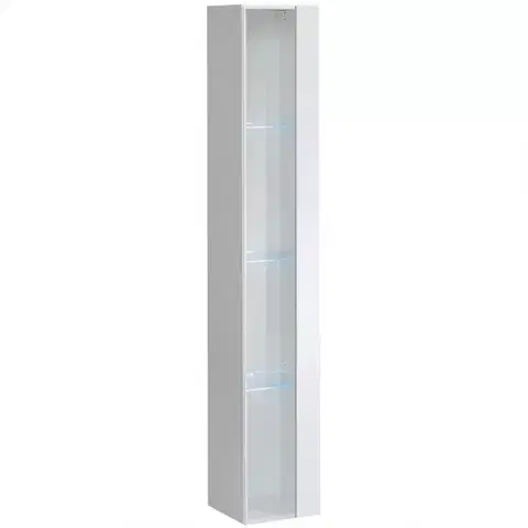 Vitríny v podkrovnom štýle Závesná skrinka Switch Sklo WW1 Biely + LED