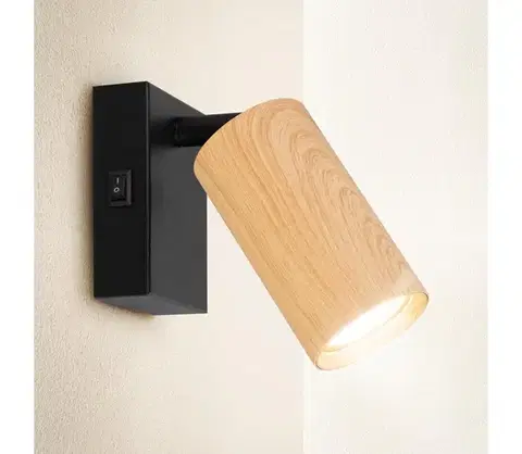 Svietidlá BRILAGI - Nástenné bodové svietidlo SELE 1xGU10/30W/230V čierna/dekor duba WO-Z0-A-OEM