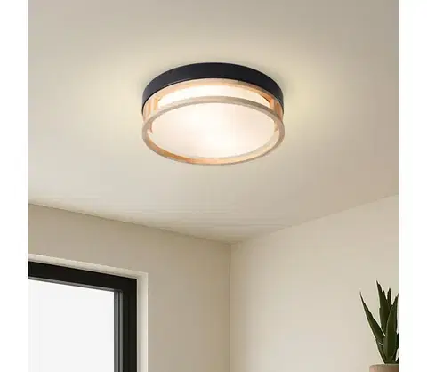Svietidlá BRILAGI - Stropné svietidlo ORINO 2xE27/40W/230V pr. 27 cm čierna/dub BRI868