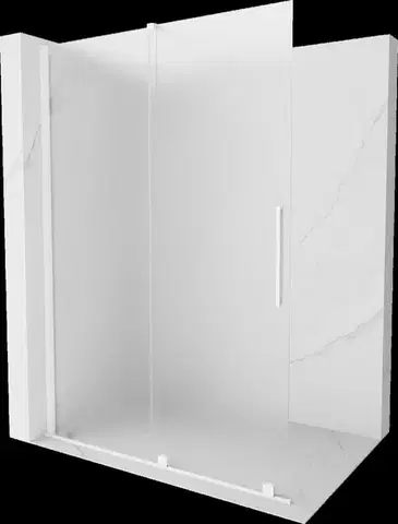 Sprchové dvere MEXEN/S - Velar Sprchová zástena posuvná Walk-in 160 x 200, dekor 8 mm, biela 871-160-000-33-20