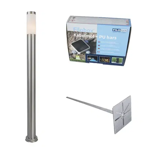Zahradne stlpove lampy Vonkajšia lampa na stĺp oceľ 110 cm IP44 - Rox s uzemňovacím kolíkom a káblovou objímkou