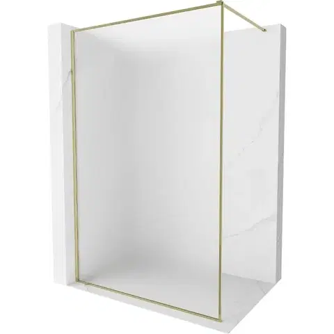 Sprchové dvere MEXEN/S - Kyoto-XF Sprchová zástena WALK-IN s rámom 100 x 202, dekor 10 mm, zlato 800-100-104-50-30-X
