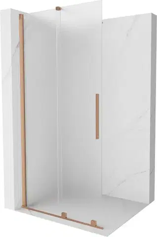 Sprchové dvere MEXEN/S - Velar Sprchová zástena posuvná Walk-in 75 x 200, dekor 8 mm, meď kartáčovaná 871-075-000-33-65